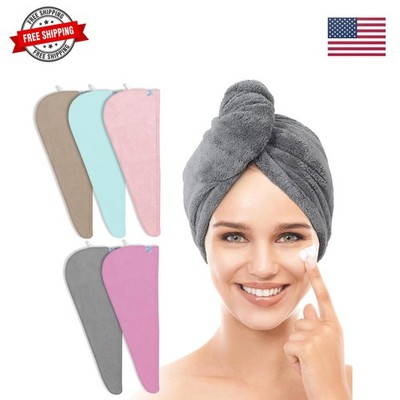 5 Pack Thicken Microfiber Hair Towel Wrap for Women - Elastic Loop Design - 3...