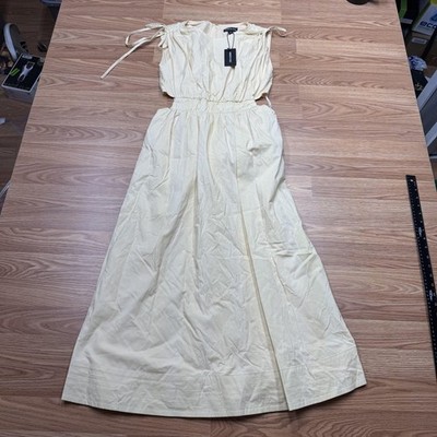 Kenneth Cole Dress Womens 2 Beige Papyrus Cutout Tie Waist Maxi Sundress |  eBay