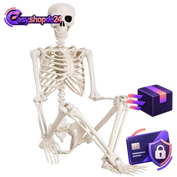 Halloween Skelett 165 Cm Lebensgroß Kunststoff Bewegliche Gelenke Deko Garten-image