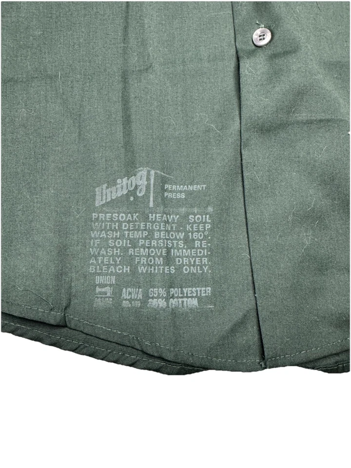 Camisa masculina de manga comprida vintage John Deer verde Unitog colarinho grande - Imagem 3 de 4