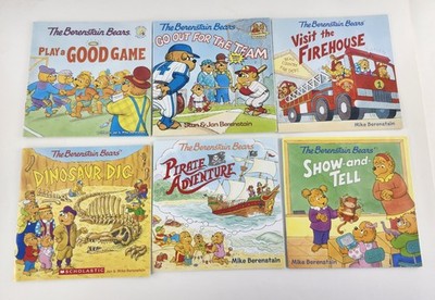 Berenstain Bears 6 Book Lot: Play Good Game, Firehouse, Dinosaur Dig, Show &Tell