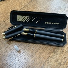 Black & Gold Pierre Cardin FOUNTAIN PEN SET 1990s Boxed