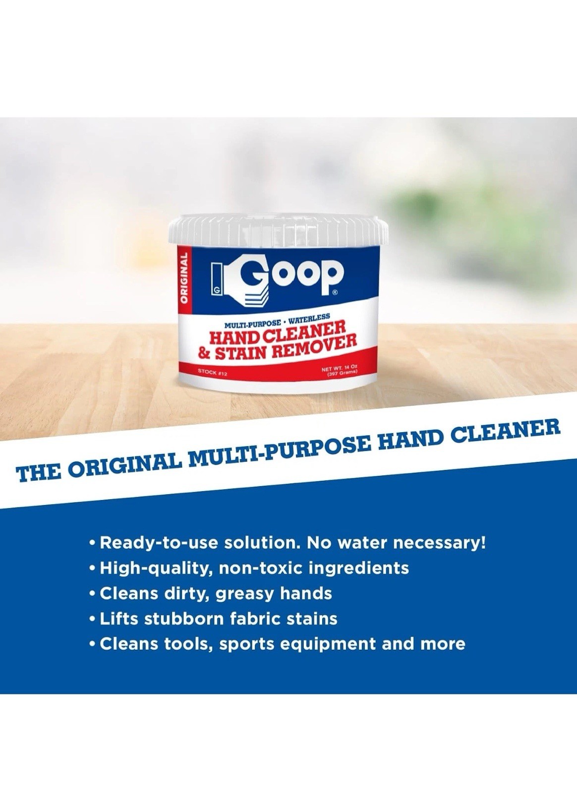 GOOP 14 Oz Biodegradable Hand Cleaner – Non-Toxic, Lanolin, Spot-Out