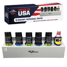 Pit Posse USA Made 6 Bottle Aerosol Can Rack Shelf Trailer Garage (Silver)