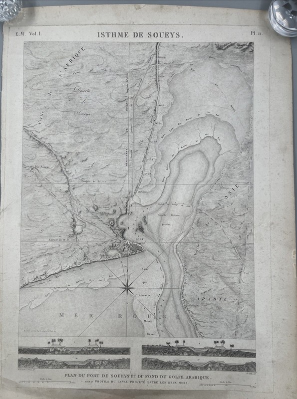 Antique 19th Century Description de l'Egypte "Isthme De Soueys" Map