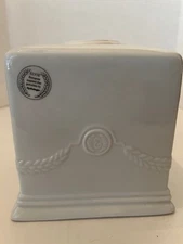 New Elyse White/Ivory Embossed Porcelain Tissue Cover Holder Box
