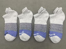 4 Pairs Bombas Women's Tri-Block Marl Ankle Socks Size Medium Grey  Purple