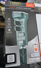 Defiant Smart Outdoor 4 ft. 6-Outlet Power Stake Timer Powered by Hubspace