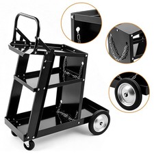 Welding Cart Trolley 3 Tier 90kg Storage Chains MIG TIG ARC Plasma Cutter UK