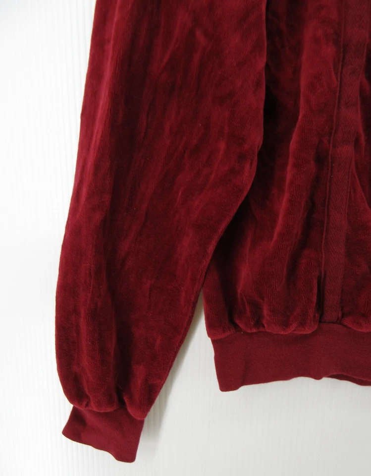 VINTAGE Givenchy Monsieur Sweater Men Medium Red Velour Henley Rockabilly 80s - Image 3 of 4