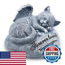Orchid Valley Sleeping Cat Garden Statue - Pet Memorial Stone - Grave Marker -