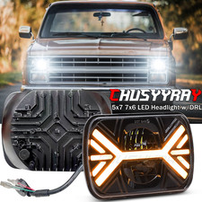 For Chevrolet C10 C20 C30 1981-1986 Pair 7x6" 5x7 LED Headlight Hi/Lo Lamp DRL