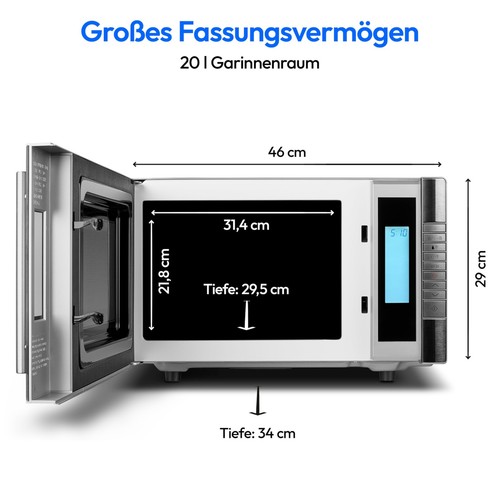 MEDION MD 14482 Mikrowelle mit Grill / 20L Garraum / 8 Automatikprogramme/Auf... - Bild 6 von 8