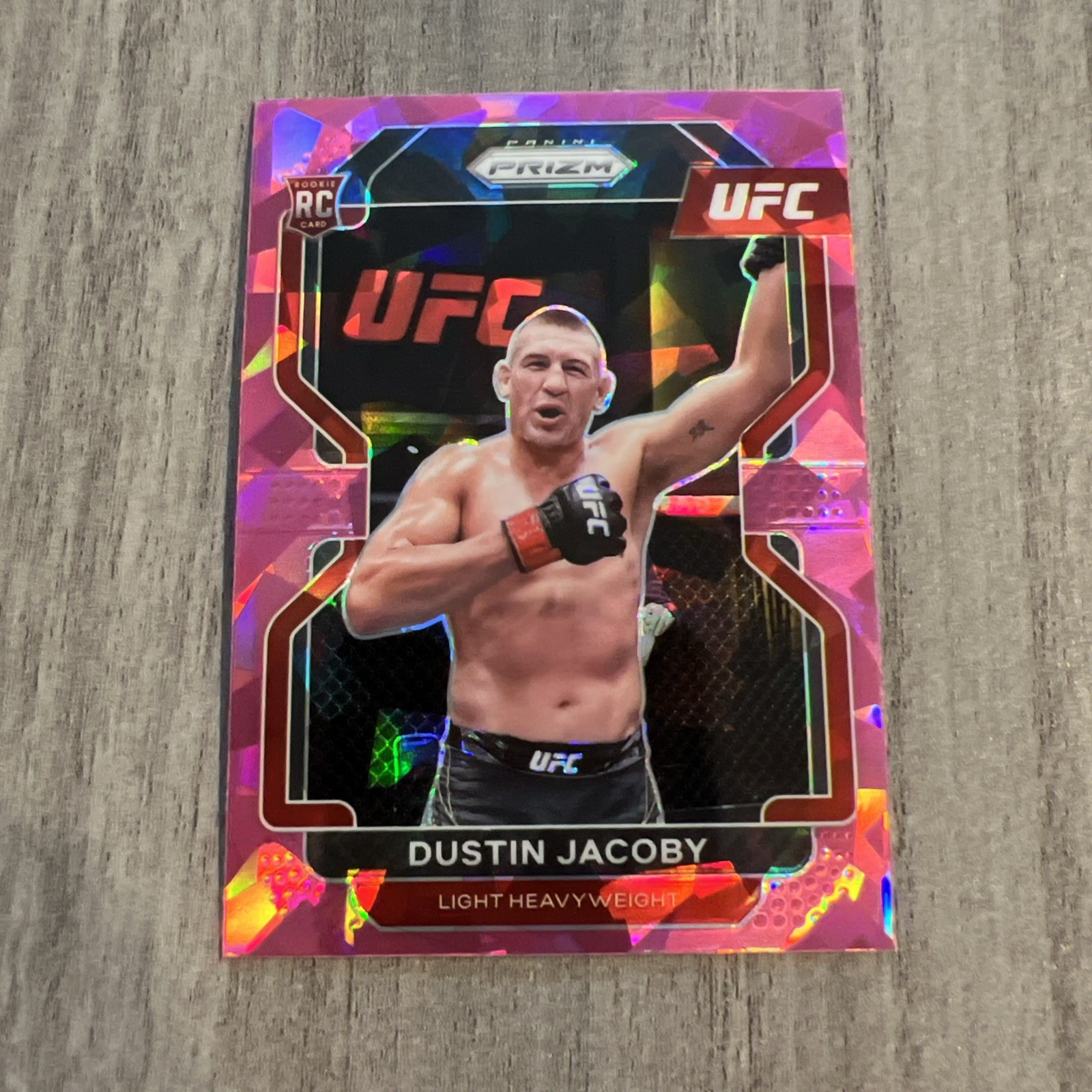 2022 Panini Prizm UFC - Dustin Jacoby #123 Pink Ice Prizm (RC)