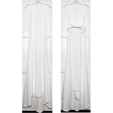 LULUS Bow Back Square Neck Mermaid Train Skirt Scandi Princesscore Bridal Gown S