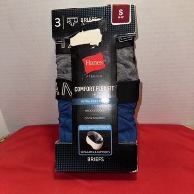NWT Hanes Premium 3 Pack Total Support Pouch  Briefs Size S 28-30''