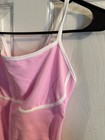 OQQ Women's Ribbed Bodysuit Pink White Trim Cross Back Straps Size XL Activewear — photo 2