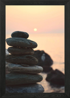 Zen Balance Strand Kiesel Gerahmtes Wandbild Poster Leinwanddruck Bild
