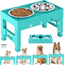 Elevated Dog Bowls with 2 Stainless Steel Bowls, Raised Dog Food Bowl Stand 5 He