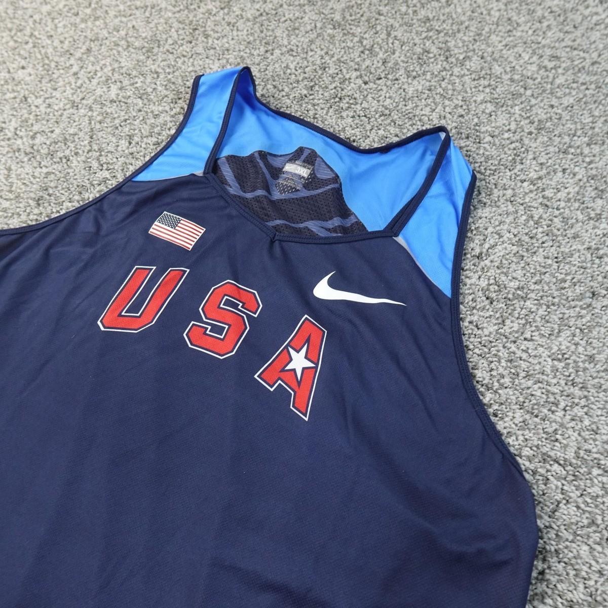 Nike オリンピックチーム タンクトップ アメリカ　Team USA ナイキ Team USA Jersey Mens 3XL Blue Nike Running Track Olympic Singlet