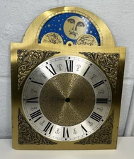 Grandfather Clock Moon Dial Face Plate - Parts or Repair Gold Tone