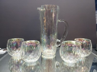 Pitcher 4 Roly poly tumbler Glasses Iridescent pearl Diamond optic West Virginia
