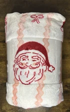 NEW - VINTAGE SANTA STRIPES - KOHLS THE BIG ONE- PLUSH THROW BLANKET 5X6 FT