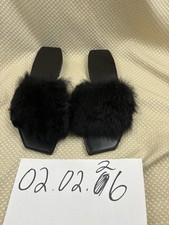 PARME MARIN FURRY SANDALS - BLACK 9