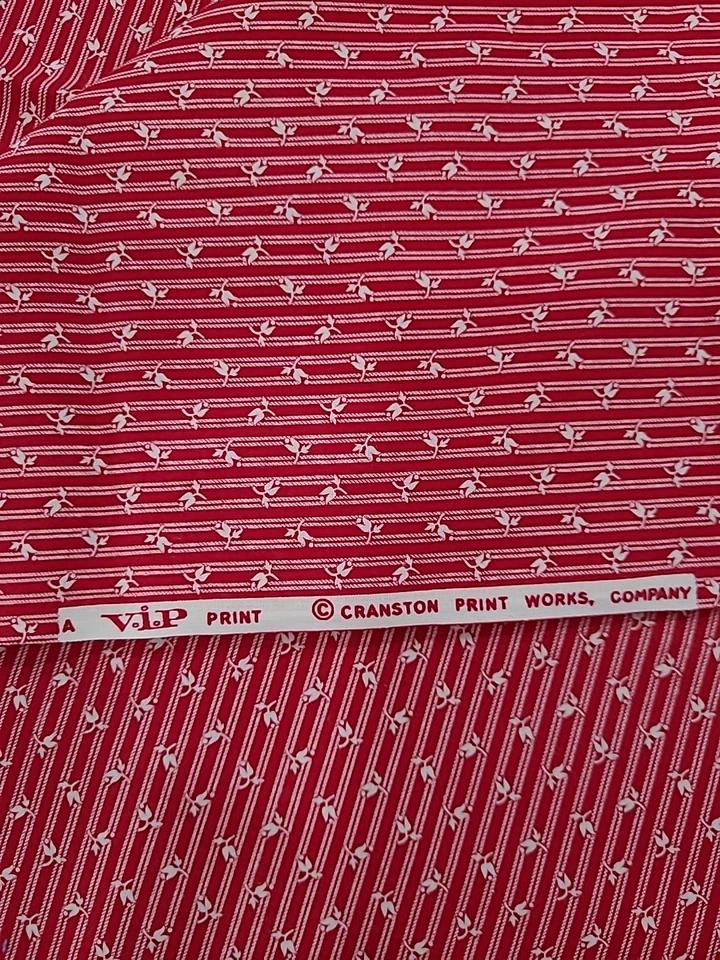 Raya floral roja vintage V.I.P. Impresión Cranston funciona 2 yardas Foto 4 de 4