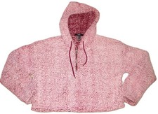 Women's FOREVER 21 LONG SLEEVE SHERPA QUARTER ZIP CROP PULLOVER w/POCKETS Size L