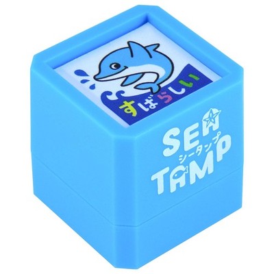 Taiyo Tomar Sea Creature Stamp, Self-Inking Stamp, Dolphin, Orange Ta-St-4_