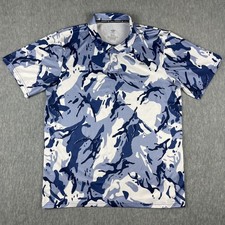Adidas Aeroready Golf Polo Shirt Mens Blue White Camo XXL 2XL Short Slv Casual
