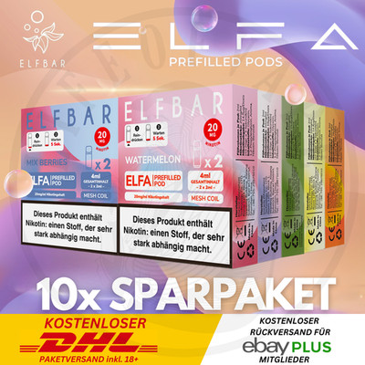 10x2 ELFA Pods by ELFBAR E-Zigarette Sparpaket E-Liquid mit 20mg Nikotin NicSalt