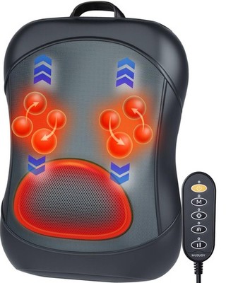 Musugy Shiatsu Back Massager with Heat : Up and Down Rolling Massage - Black 
