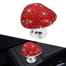 Hovom Bling Car Push Start Button Cover, Heart Shape One-Touch Start Button Red