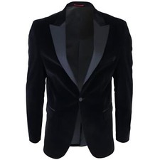 Mens Velvet Tuxedo Blazer Satin Peak Lapels Dinner Jacket Wedding Prom Black Tie