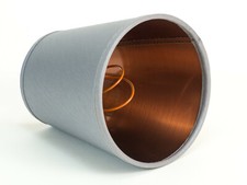 Lampenschirm elegant hochwertig grau Stoff innen Kupfer Aufsteck Schirm  edel