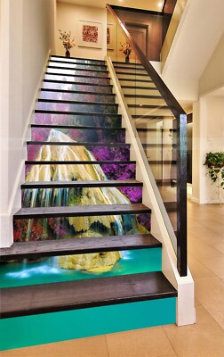 3D Purple Stones AZ1161 Stair Risers Decoration Mural Vinyl Wallpaper ...