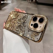 3D Diamond Butterfly Case for iPhone 16 15 14 13 12 11 Pro Max Glitter Cover