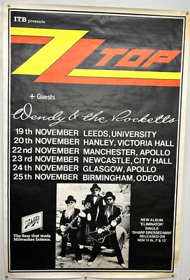 ZZ TOP Billy Gibbons Poster Original Sharp Dressed Man Eliminator UK Tour 1983