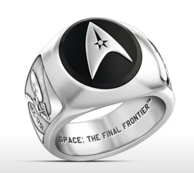  Exquisite Luxury Star Trek Ring Size 9 Silver Plated 