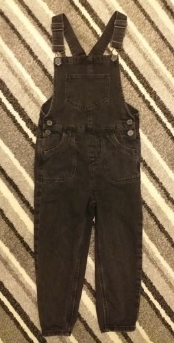 Next Girls Black Denim Dungarees Age 5 