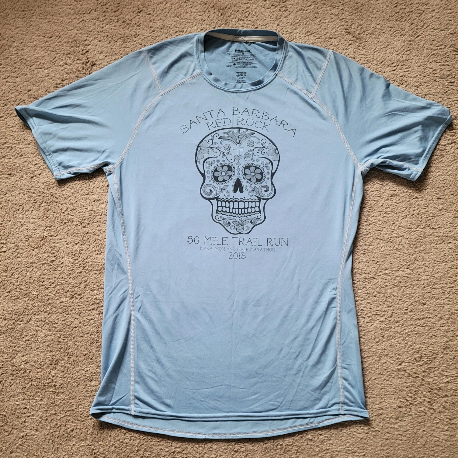 2013 Patagonia Santa Barbara Red Rock Run Capilene M 50 Mile Sugar Skull