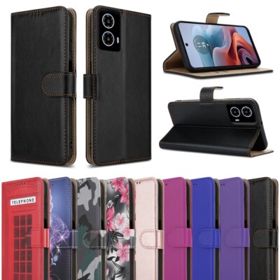 Für Motorola Moto G34 5G Hülle, Slim Leder Wallet Magnet Ständer Handy Cover