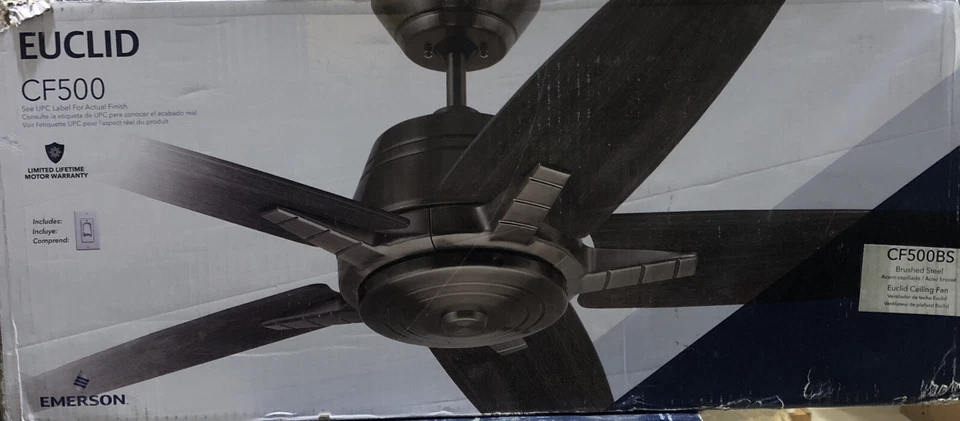 Emerson Ceiling Fan CF500 EUCLID 56-Inch BRUSHED STAINLESS 4 Speed Reversible - Image 2 of 4