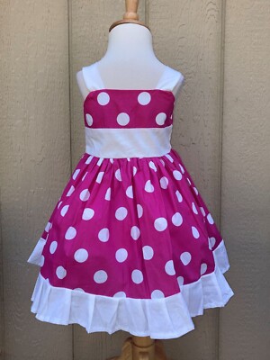 Hot Pink Polka Dot Girls Toddler Minnie Mouse Spring Summer Jumper Dress |  eBay