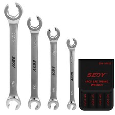 4PC Flare Nut Wrench Open-Ended Brake Pipe Spanner Set 1/4" 3/8" - 11/16"
