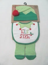 NEW SET OF 3 "ELF SIZE" HAT, BIB AND SOCK SET