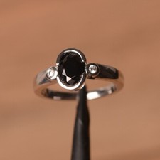 Black Onyx 925 Sterling Silver Women Ring Natural Gemstone Dainty Ring