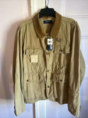 POLO RALPH LAUREN Men's Desert Khaki Shearling-Patch Wading Jacket
